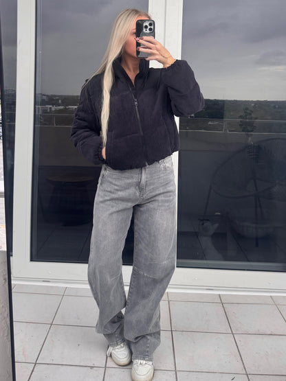 Black Corduroy Puffer Jacket