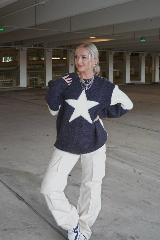 Star Contrast Sweater