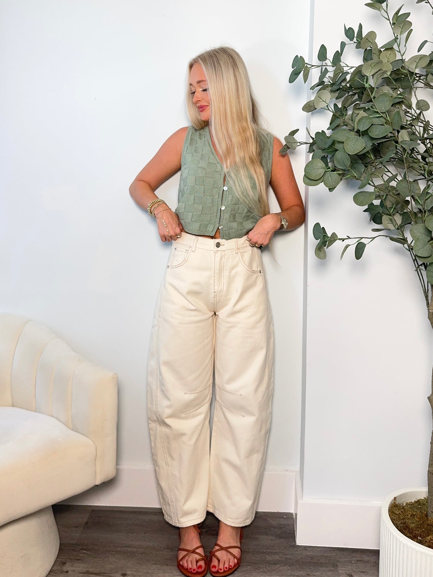 Cream Barrel Jeans