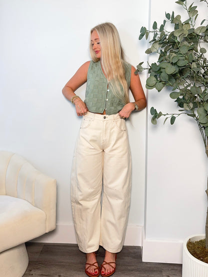 Cream Barrel Jeans
