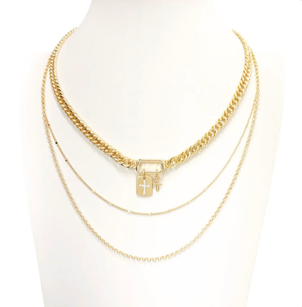 Layered Cross Necklace