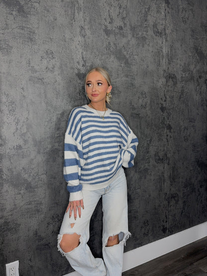 Blue & White Striped Sweater