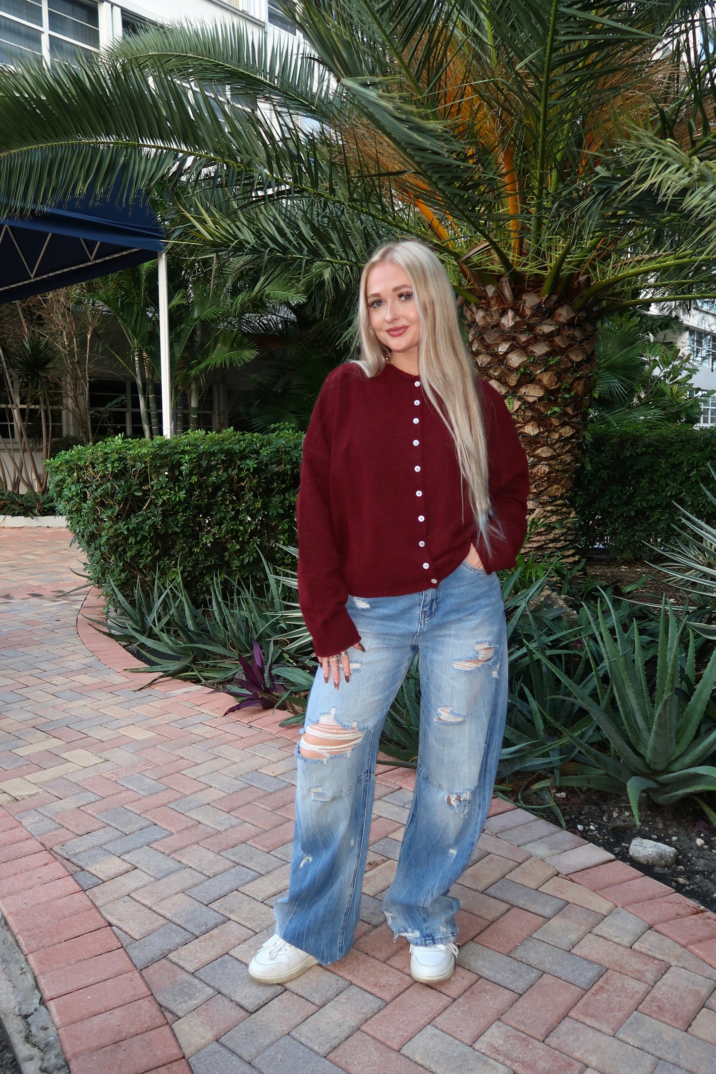 Alexa Cardigan- Wine