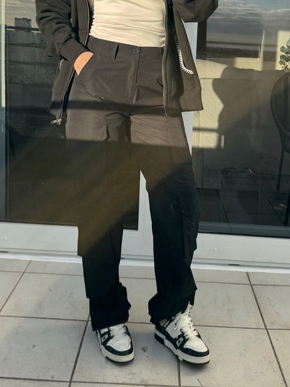 Black Nylon Cargo Pants