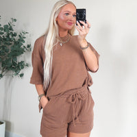 Taylor Ribbed Set- Brown