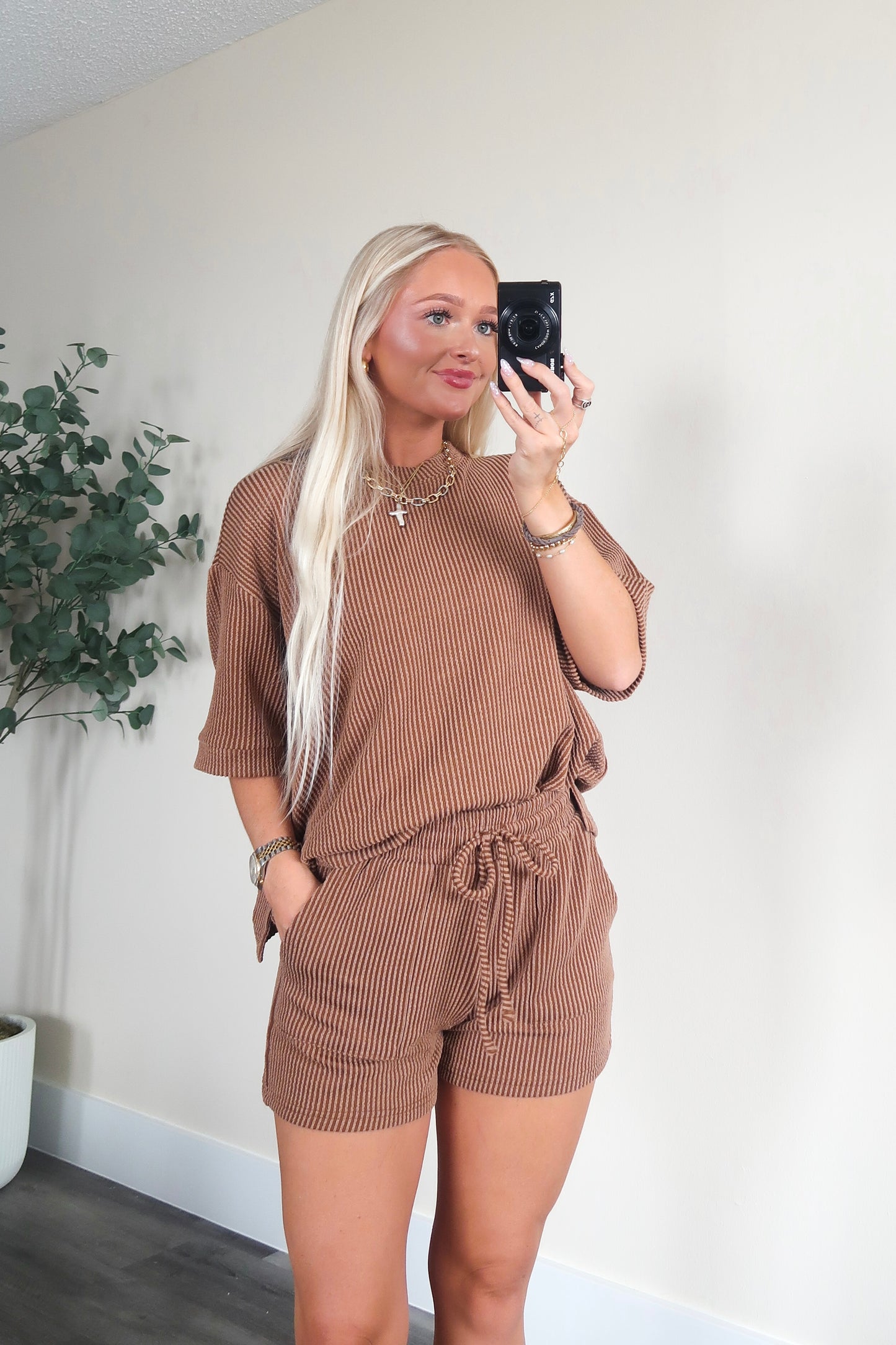 Taylor Ribbed Set- Brown