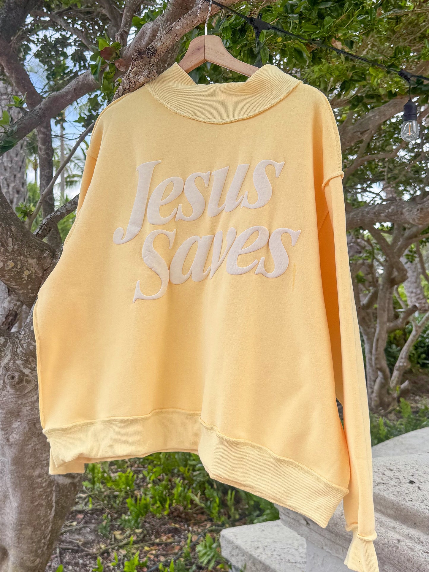 Yellow Jesus Saves Mockneck