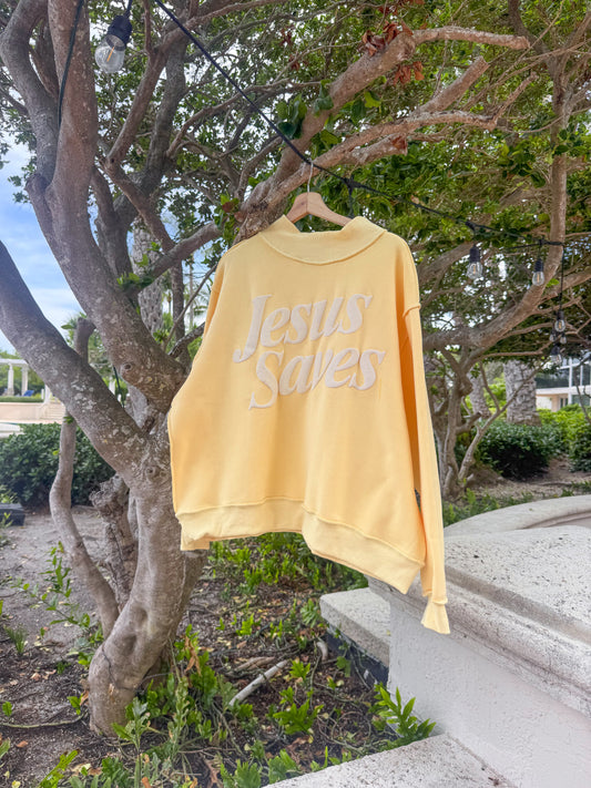 Yellow Jesus Saves Mockneck