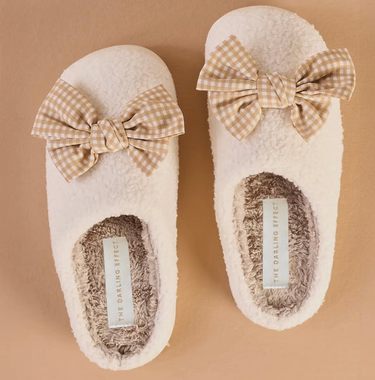 Gingham Bow Slippers