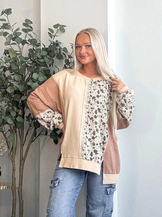 Coffee Club Floral Waffle Top