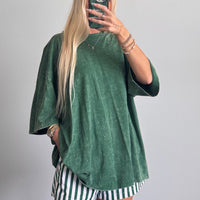 Green Mineral Wash Oversized Tee