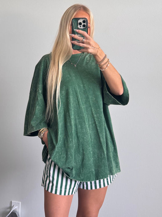 Green Mineral Wash Oversized Tee