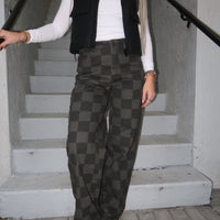Dark Grey Checkered Jeans