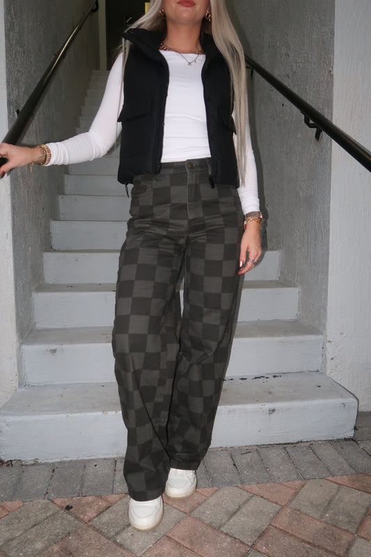 Dark Grey Checkered Jeans