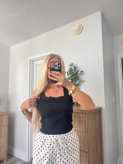 Black Ruffle Bow Tank