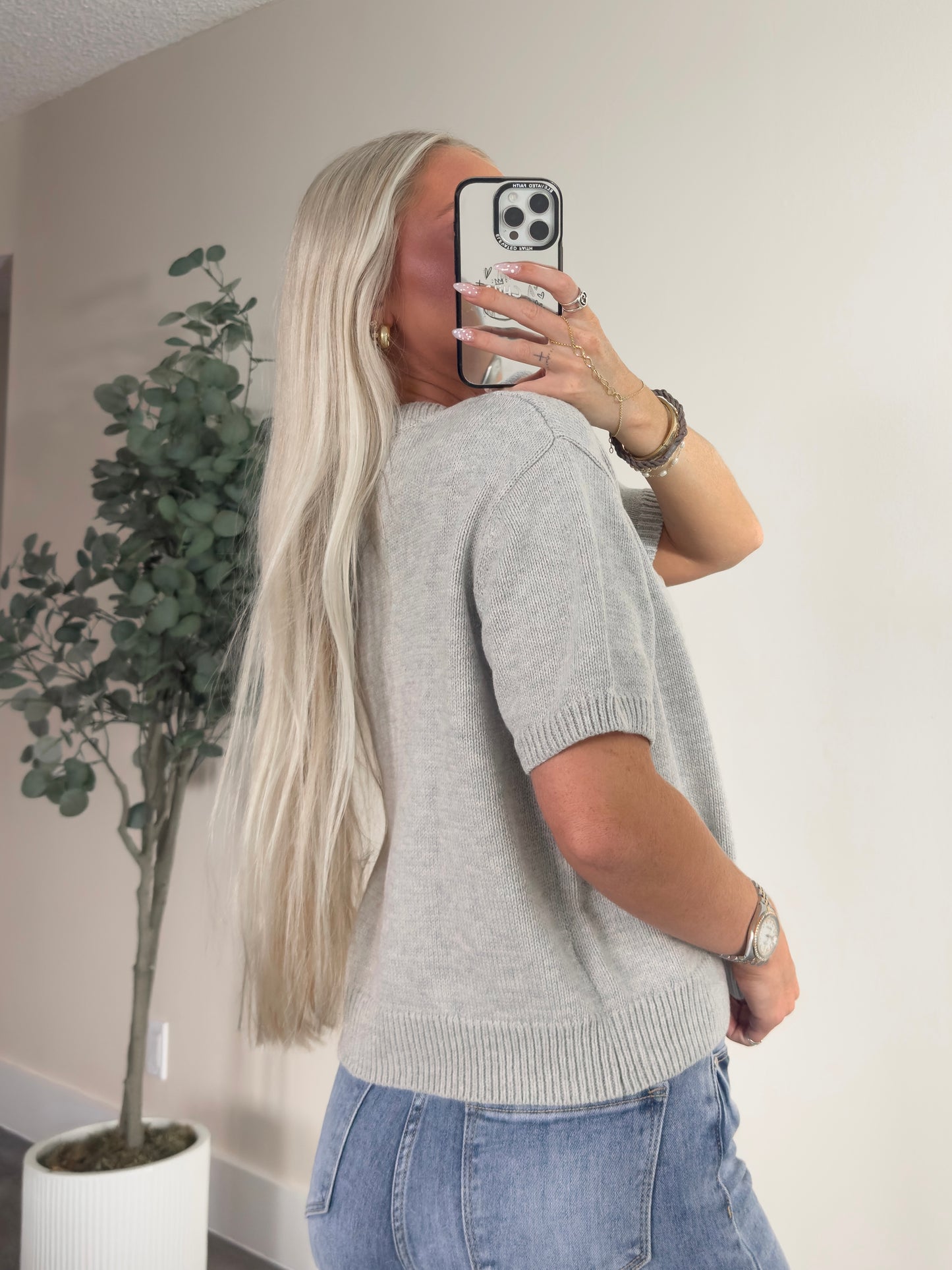 Grace in Grey Short Sleeve Cardigan