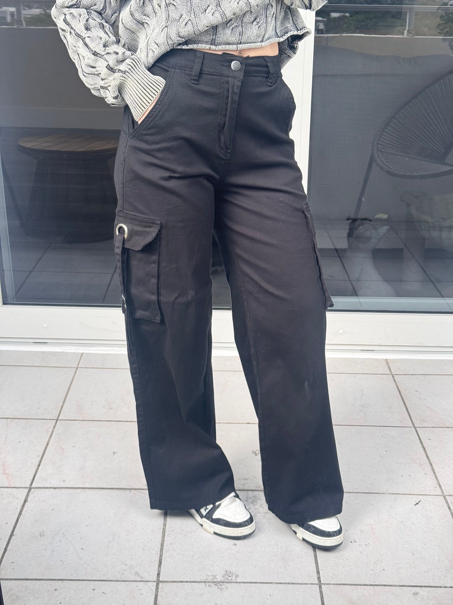 Black Grommet Cargo Pants