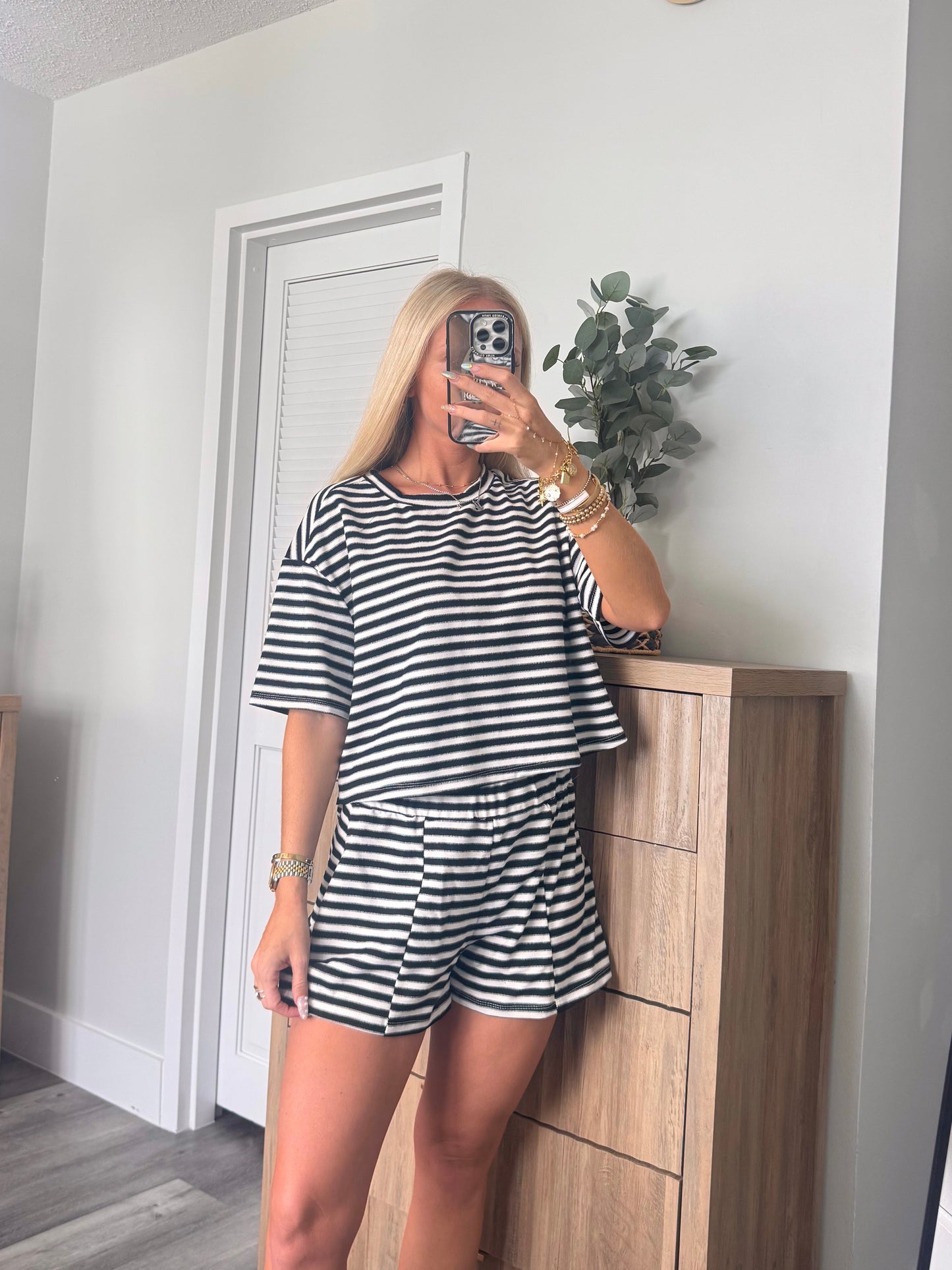 Palm Springs Striped Set- Black