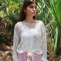 Petal Knit Sweater- Cream