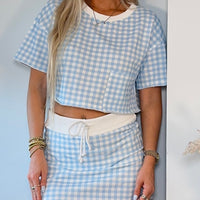 Blue Gingham Skort Set