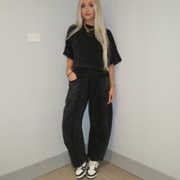 Black Barrel Pants Set