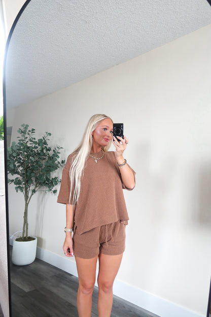 Taylor Ribbed Set- Brown