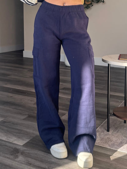 Navy Cargo Sweatpants