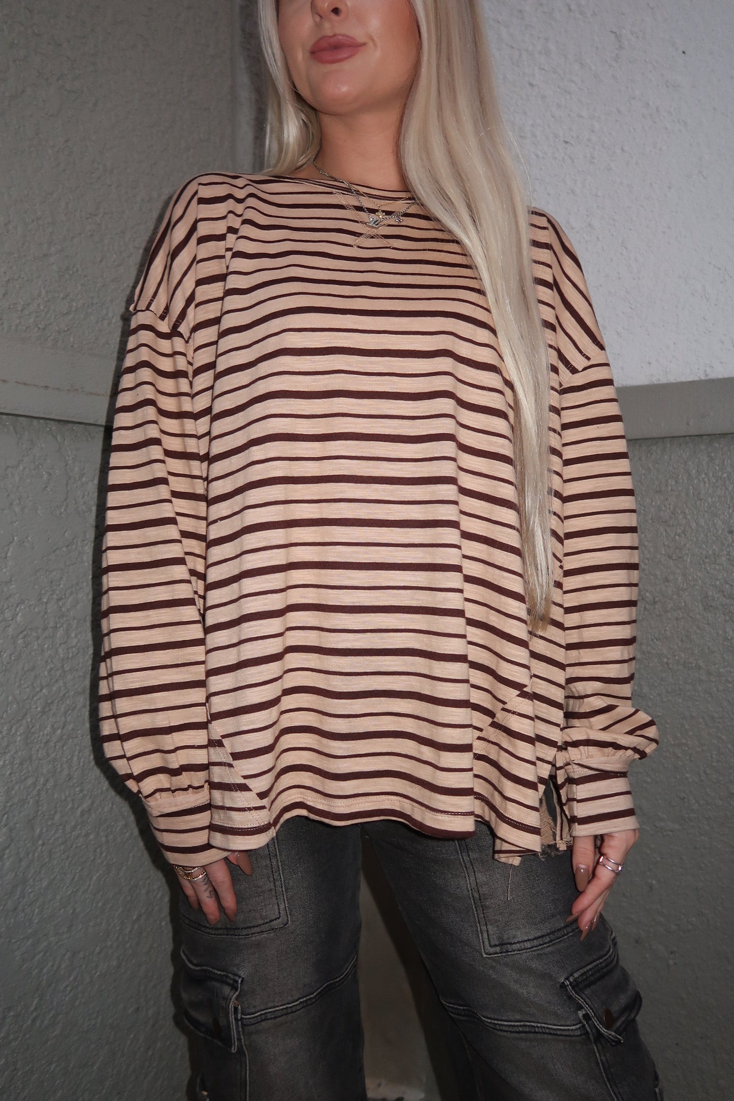 Taupe/ Mocha Striped Long Sleeve