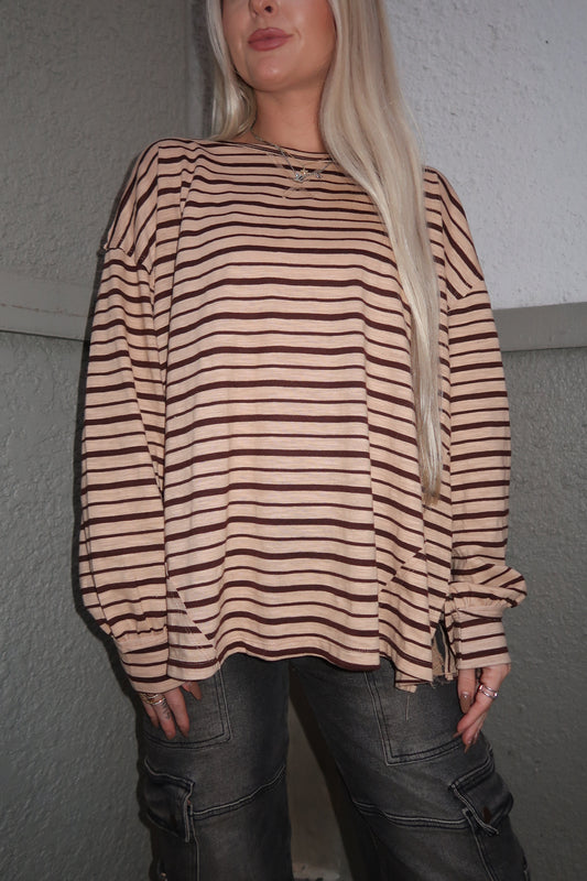 Taupe/ Mocha Striped Long Sleeve