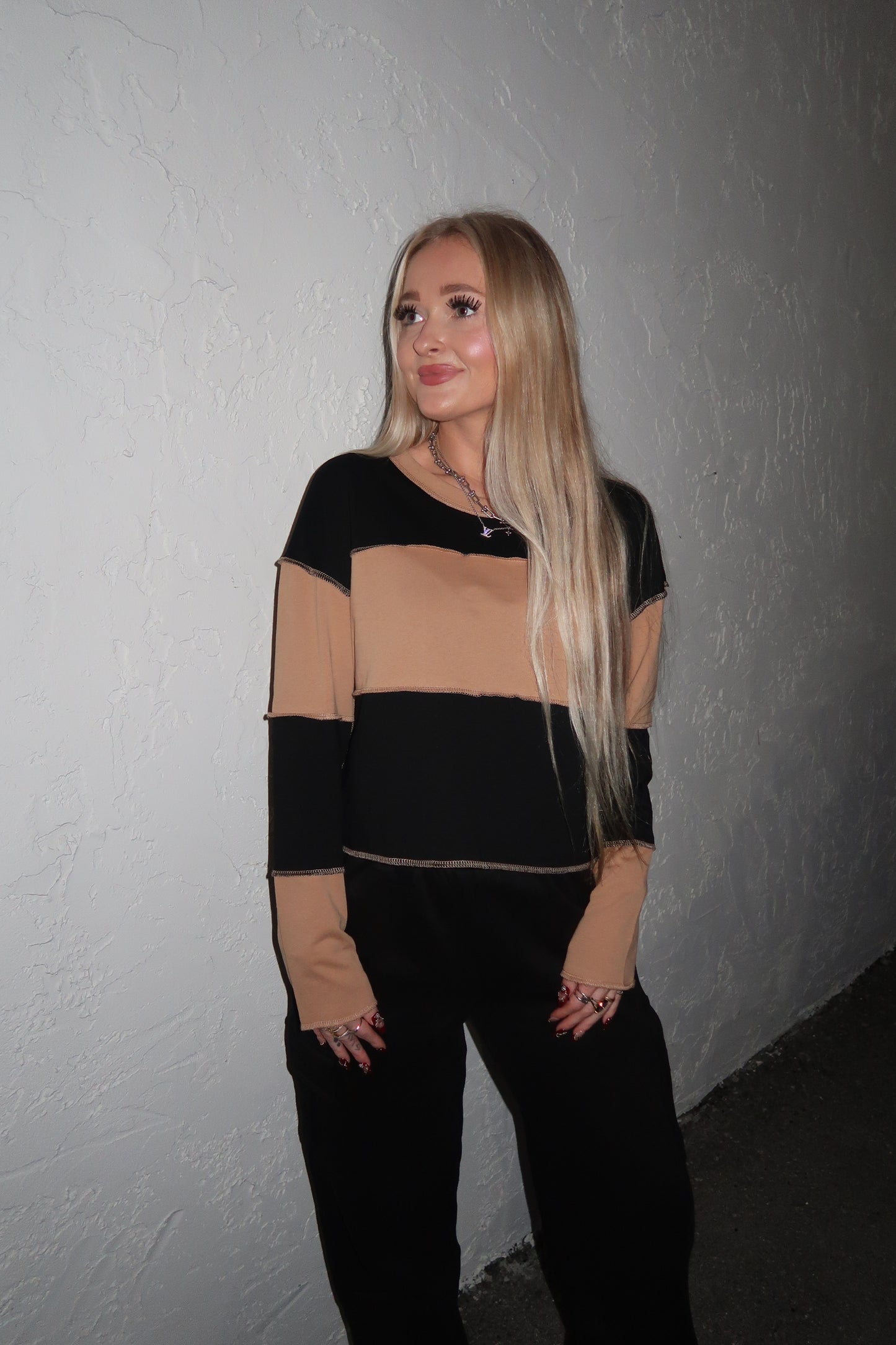 Tan/ Black Striped Long Sleeve