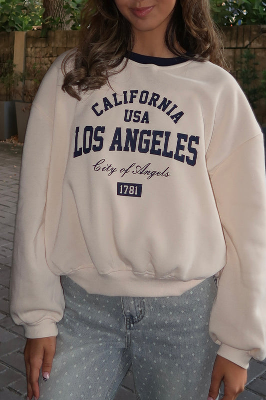 Cream/ Navy Los Angeles Sweatshirt
