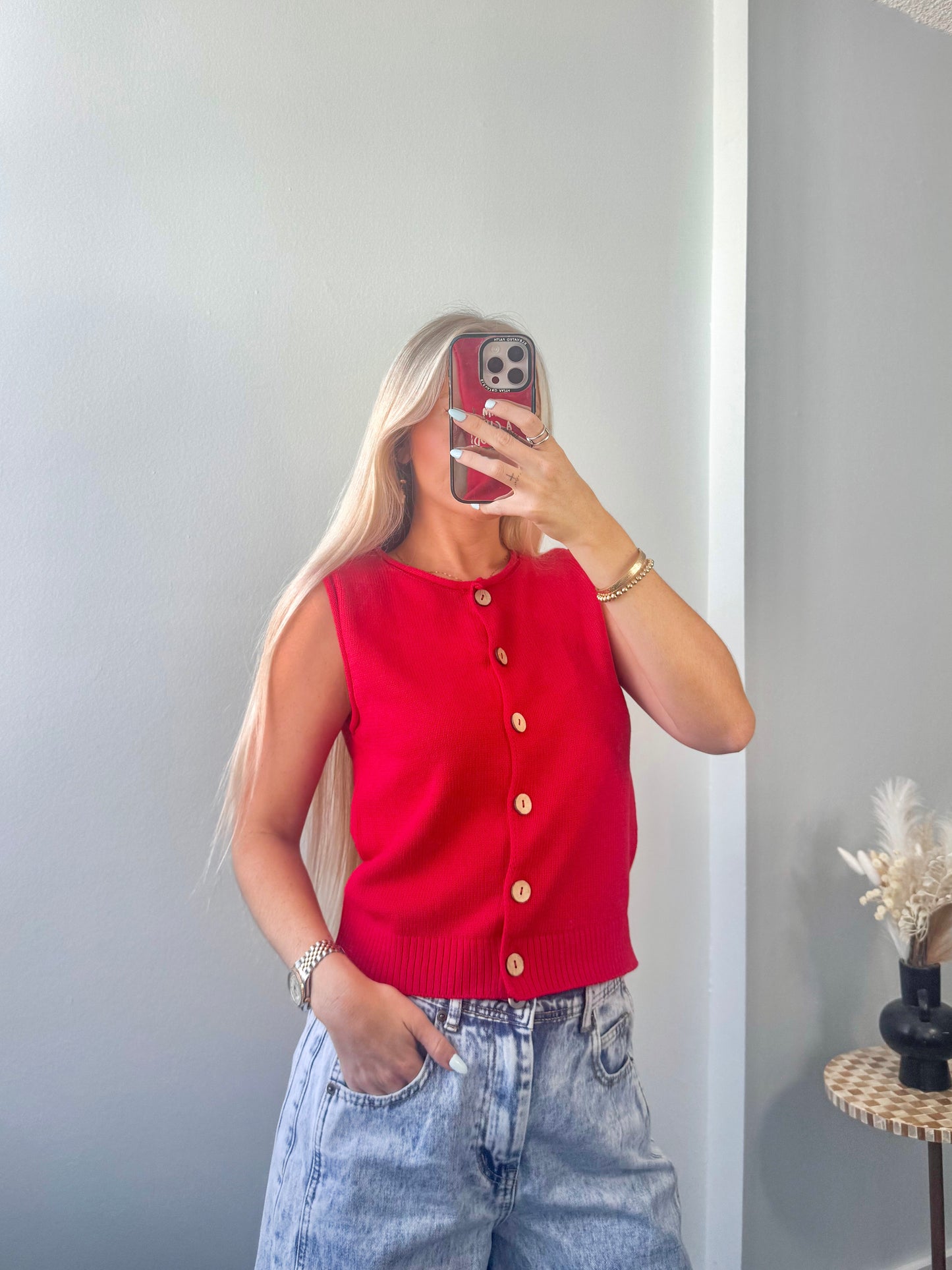 Cherry Crush Sleeveless Sweater