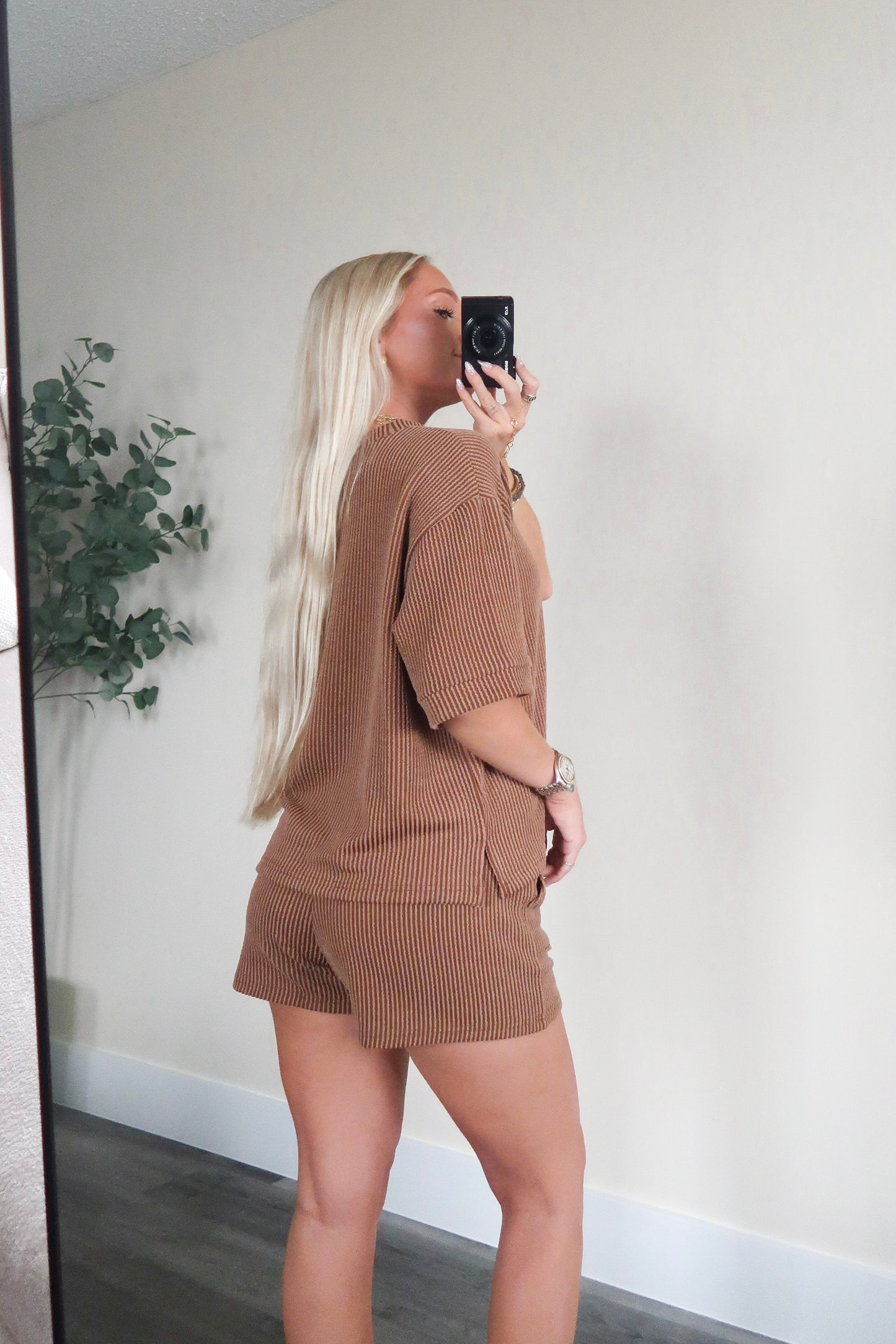 Taylor Ribbed Set- Brown