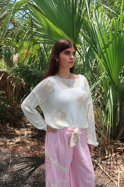 Petal Knit Sweater- Cream