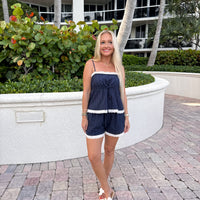 Pretty In Eyelet Set- Navy