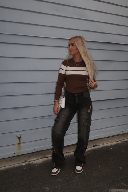 Brown Knit Long Sleeve