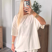 Easygoing Oversized Tee- Cream
