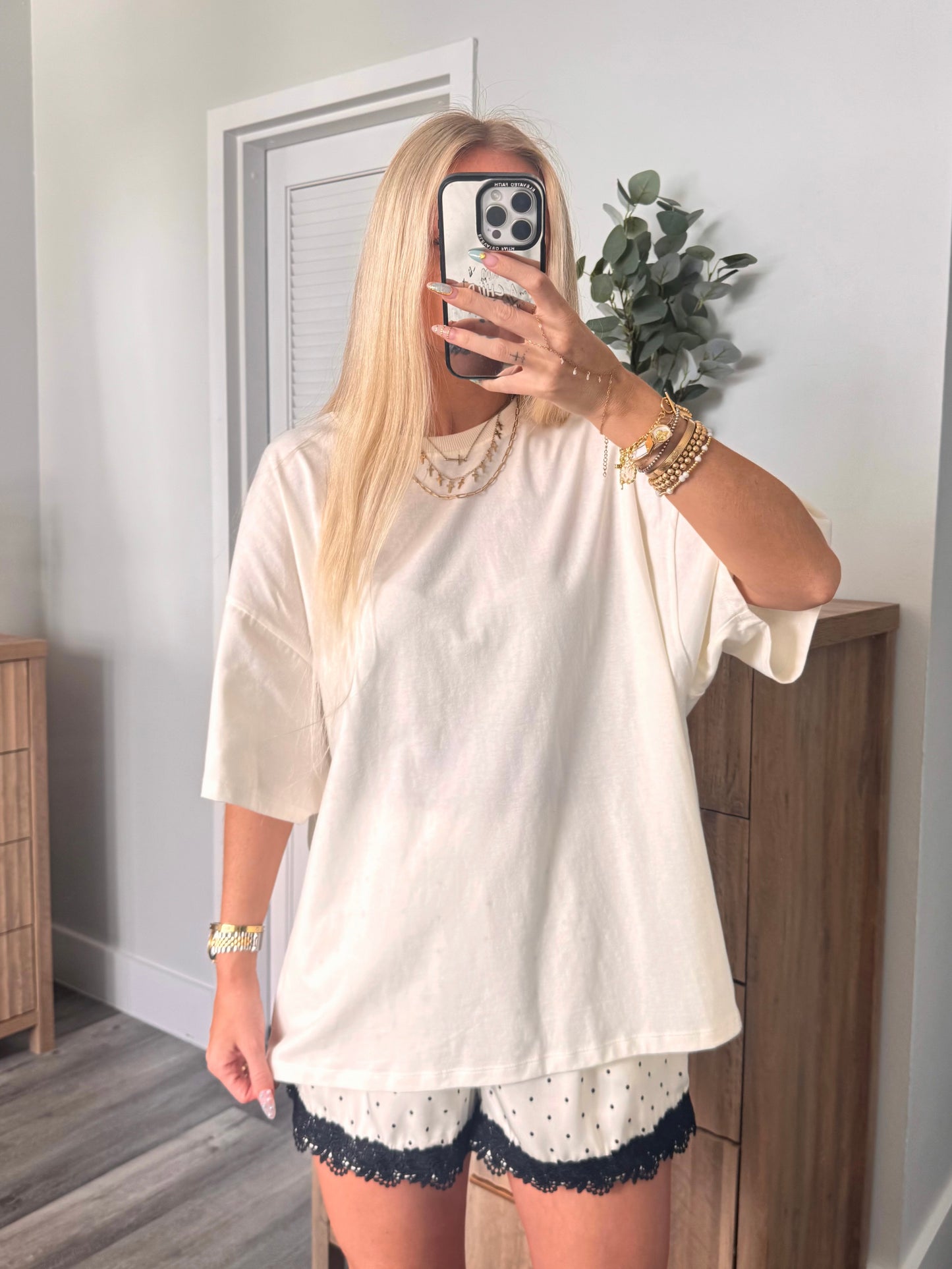 Easygoing Oversized Tee- Cream