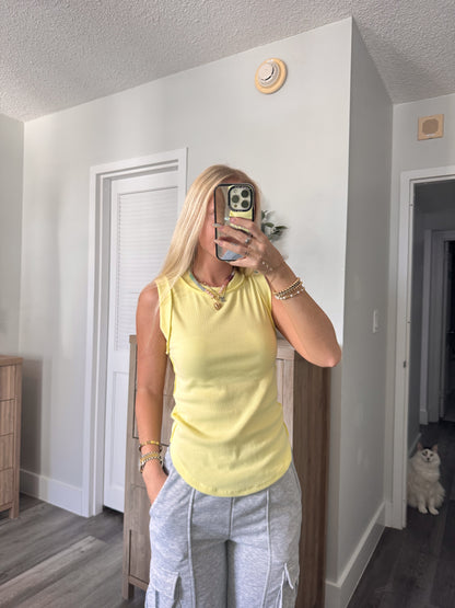 Lemon Day Ribbed Tank Top
