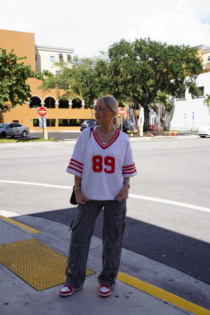 Grey/ Red 89 Cotton Jersey