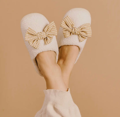 Gingham Bow Slippers
