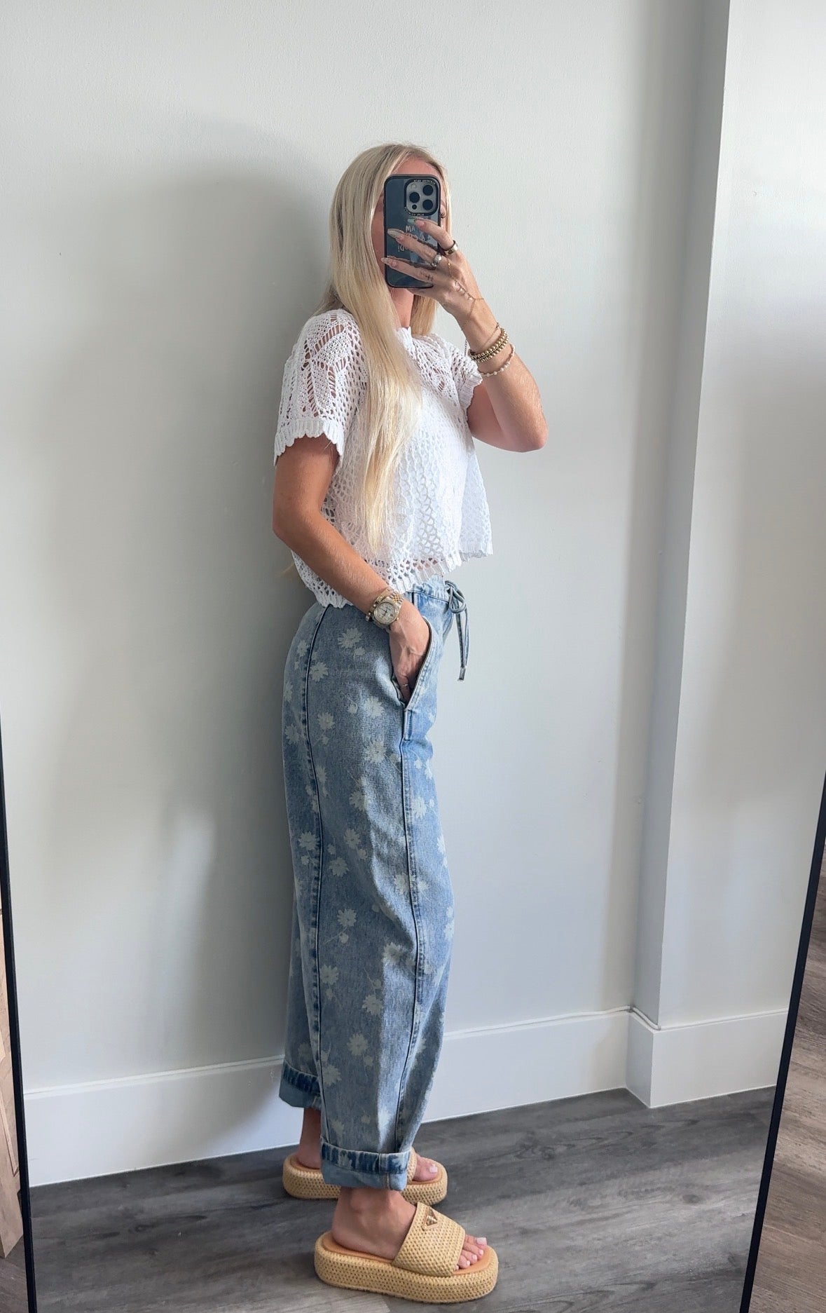 Floral Barrel Jeans