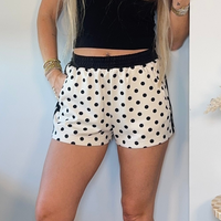 Black/ White Polka Dot Track Shorts