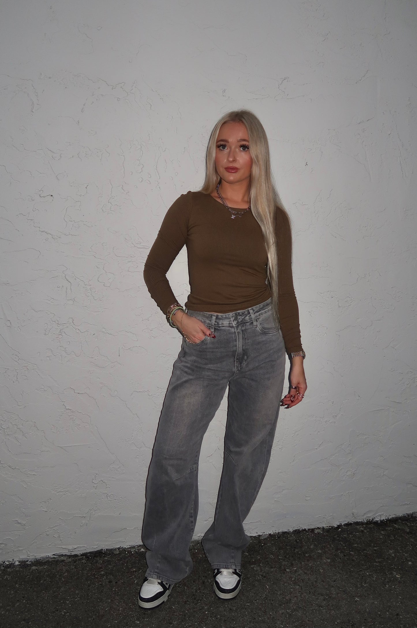 Olive Ribbed Long Sleeve