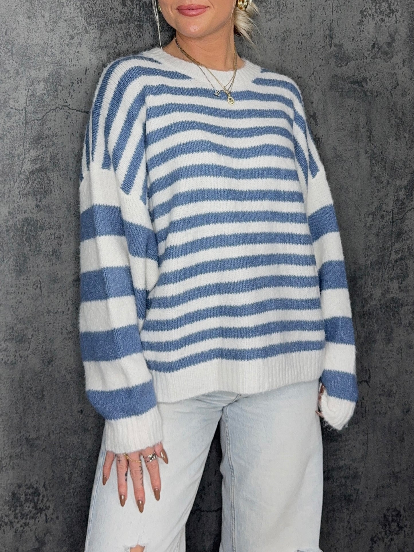 Blue & White Striped Sweater