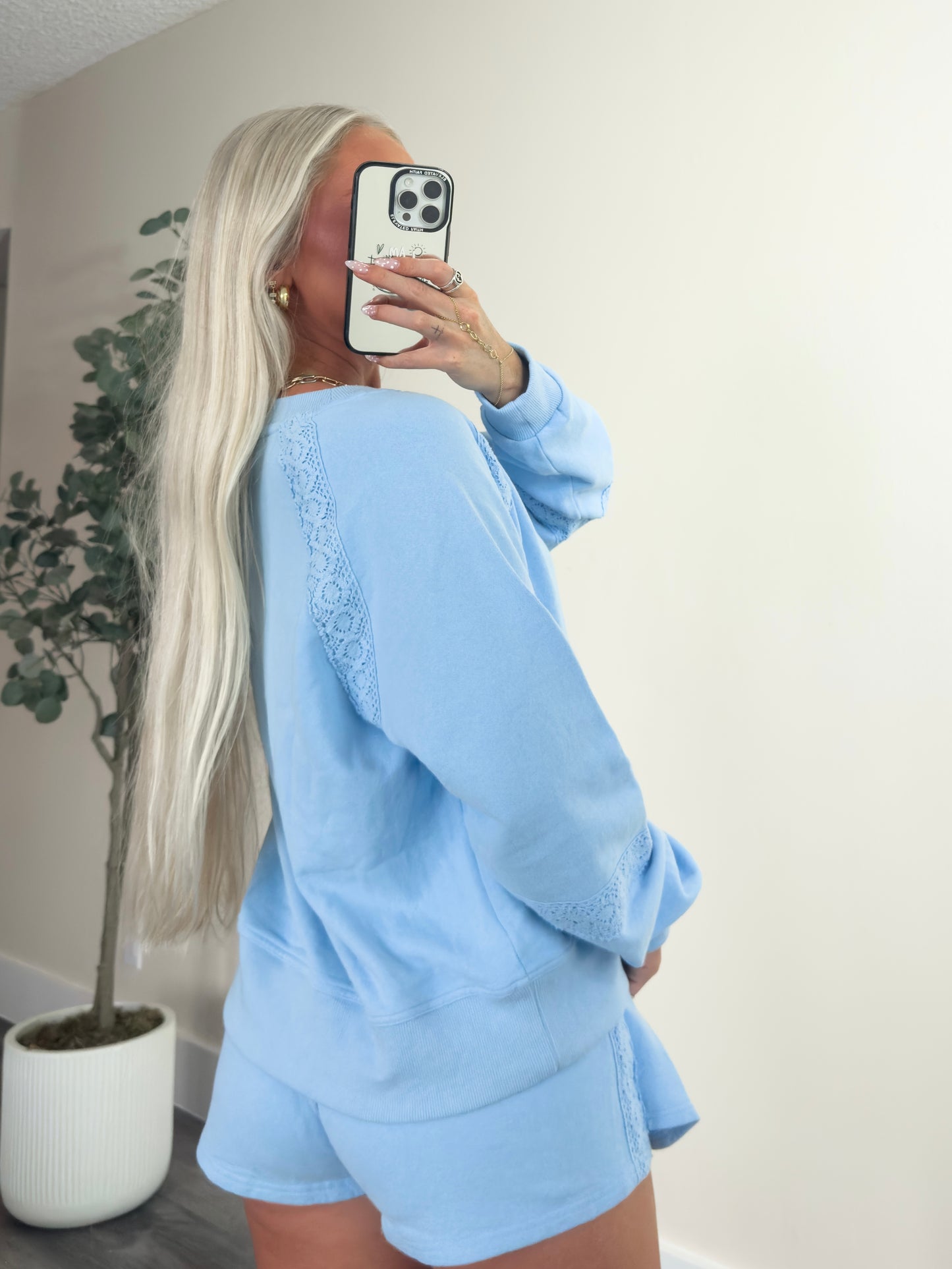 Blue Crochet Skort Set
