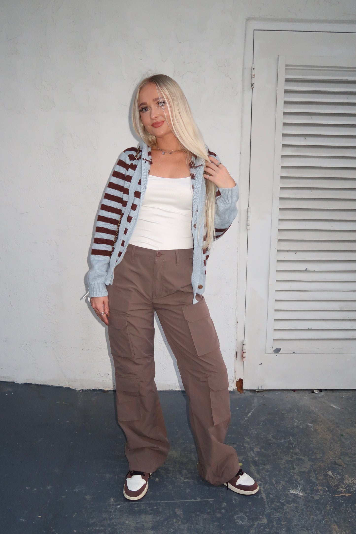 Brown Nylon Cargo Pants
