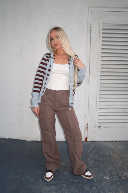 Brown Nylon Cargo Pants
