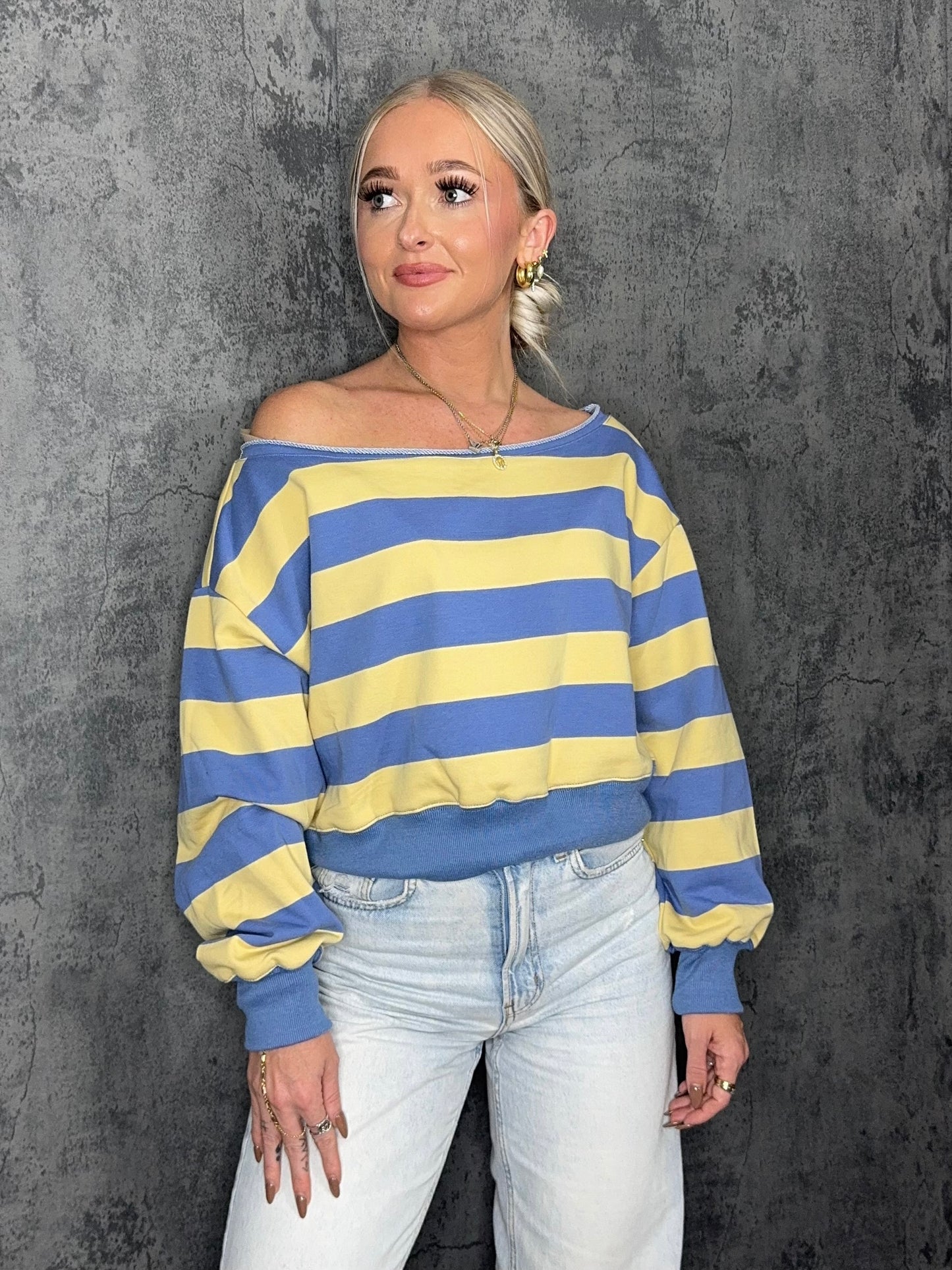 Blue & Yellow Striped Pullover