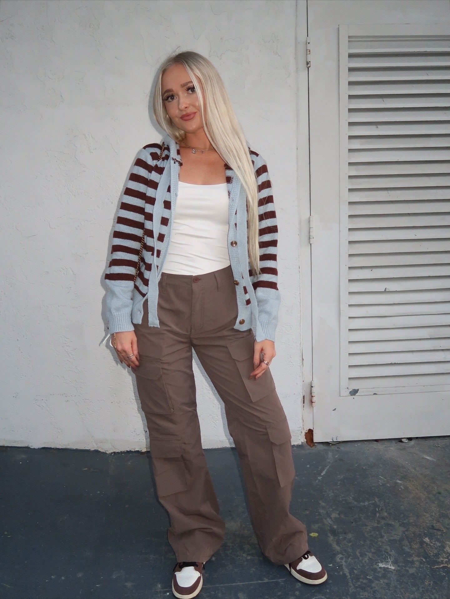 Blue & Brown Button Up Cardigan